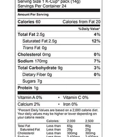 cafe escapes chai Nutrition fact
